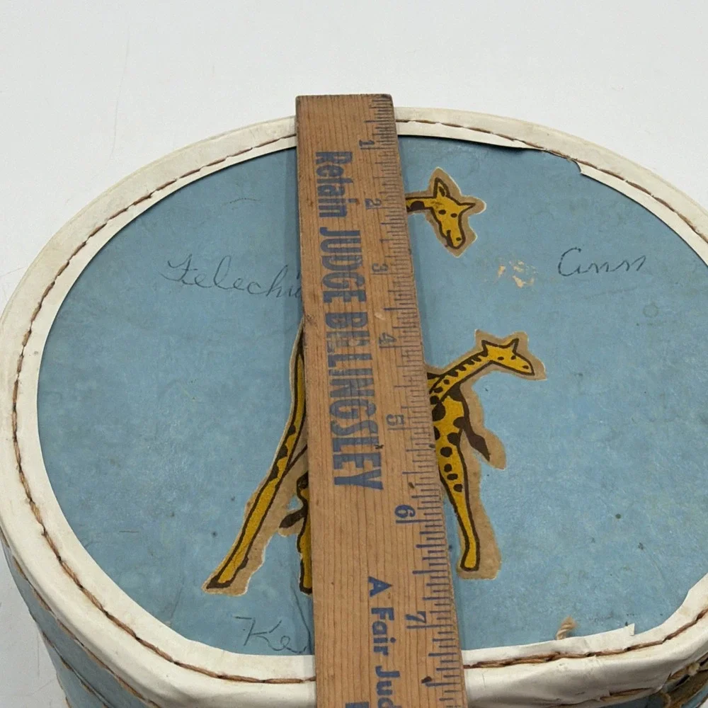RARE VINTAGE 1960's Child's/Doll's Travel Case Flocked Giraffes